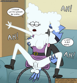 anthro anthro_penetrating anthro_penetrating_humanoid avian_feet boots bottomless breast_grab breast_squeeze breasts butt clothed clothing clothing_lift cloud dialogue dress dress_lift duo erection feathers feet female female_on_anthro female_penetrated footwear genitals hand_on_breast holding_breast humanoid_on_anthro humanoid_penetrated interspecies looking_at_another male male/female male_on_humanoid male_penetrating male_penetrating_female no_underwear nude penetration penis sex shoes smile speech_bubble spread_legs spreading squeezing tail tail_feathers text toes toony vaginal vaginal_penetration vulva adullperson cartoon_network regular_show cloudy_jay mordecai_(regular_show) air_creature air_humanoid avian bird blue_jay cloud_humanoid corvid elemental_creature elemental_humanoid humanoid jay_(bird) living_cloud new_world_jay oscine passerine digital_media_(artwork) english_text hi_res