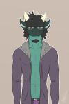 abs anthro bottomless clothed clothing exhausted eyewear glasses hair hoodie jacket looking_at_viewer male muscular muscular_anthro muscular_male nerd open_clothing open_jacket open_topwear pecs simple_background solo standing tired topwear underwear tiberius_creations tiberius reptile scalie 2017 2:3 colored digital_media_(artwork)