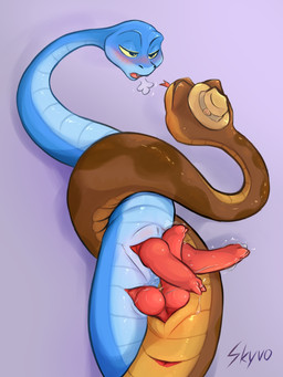 2_penises anal anal_penetration animal_genitalia animal_penis anus blue_body blue_scales blush bodily_fluids breath brown_body brown_scales clothing coiling coiling_another coiling_around_body dripping duo erection feral feral_on_feral feral_penetrated feral_penetrating feral_penetrating_feral forked_tongue frottage frottage_while_penetrated genital_fluids genital_slit genitals glistening glistening_body half-closed_eyes hat hat_only headgear headgear_only headwear headwear_only hemipenes hug intraspecies knot looking_pleasured lying male male/male male_penetrated male_penetrating male_penetrating_male mostly_nude multi_genitalia multi_penis narrowed_eyes on_back open_mouth penetration penile penile_penetration penis penis_in_ass penises_touching pink_penis precum precum_drip red_penis scales serpentine sex simple_background tongue tongue_out skyvo disney dreamworks the_bad_guys zootopia gary_de'snake mr._snake_(the_bad_guys) eastern_brown_snake pit_viper reptile scalie snake viper 3:4 absurd_res crossover hi_res signature
