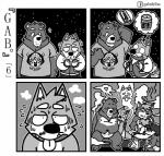 3_toes 5_fingers abs anthro balls base_two_layout bear beard beverage blush bodily_fluids breath canid canine canis cheek_tuft clenched_teeth clothed clothing coffee comic convenient_censorship cum cum_drip cute_fangs dialogue domestic_dog dripping eyebrows facial_hair facial_tuft fangs feet fellatio fingers four_frame_grid four_frame_image fur gab_(comic) gab_shiba gabshiba genital_fluids genitals greyscale grid_layout group hair head_grab heart_symbol hug jacket kneeling looking_aside looking_at_another male male/male mammal monochrome navel night nipples open_mouth open_smile oral penile pictographics regular_grid_layout sauna sex shaking shiba_inu shirt shivering short_hair sky slightly_chubby smile speech_bubble spitz standing star starry_sky steam sweat t-shirt teeth text toes topless topwear towel towel_only tuft two_row_layout unconscious