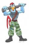 anthro beak boots clothing footwear gallifom gun kerchief machine machine_gun male military ranged_weapon scratch shoes simple_background smile soldier solo standing warrior weapon cobaltcerberus adventures_of_sonic_the_hedgehog sega sonic_the_hedgehog_(series) scratch_(adventures_of_sonic_the_hedgehog) avian bird chicken galliform gallus_(genus) phasianid robot 2019 absurd_res hi_res