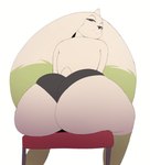 anthro big_butt butt butt_focus chair clothed clothing dipstick_ears ear_markings female fur furniture horn huge_butt huge_ears looking_at_viewer looking_back looking_back_at_viewer multicolored_ears panties rear_view scut_tail shaking_butt short_tail simple_background smile solo tail thick_thighs topless underwear white_body white_fur wide_hips blazethefox bandai_namco digimon terri_(blazethefox) digimon_(species) terriermon 2024 animated animated_png loop