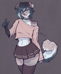 anthro bottomwear clothed clothing collar crossdressing femboy floppy_ears male screentone simple_background skirt solo ailensolid canid canine mammal absurd_res hi_res