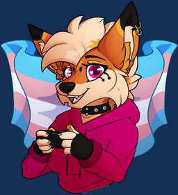 anthro clothed clothing controller ear_piercing ear_ring electronics female fur game_controller gamer_girl gaming hair holding_controller holding_game_controller holding_object lgbt_pride looking_at_viewer open_mouth piercing pride_colors ring_piercing simple_background smile solo teeth topwear transgender_pride_colors marvelous_managerie canid canine fox mammal alpha_channel digital_media_(artwork) hi_res trans_(lore) trans_woman_(lore)