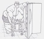 anthro appliance dewlap_(anatomy) female floor fridge hair huge_thighs kitchen kitchen_appliance leaning mask medical_instrument mobility_scooter morbidly_obese morbidly_obese_female mostly_nude obese obese_female overweight overweight_female oxygen_mask scientific_instrument solo thick_thighs tile tile_floor torjen hilde_albrecht gulonine mammal mustelid musteline wolverine absurd_res hi_res