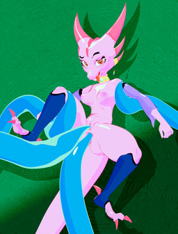 anal anus breasts claws double_penetration female genitals horn nude penetration pink_body sex solo tentacle_sex tentacles vaginal vulva real_red_rest kobold scalie 3d_(artwork) digital_media_(artwork) hi_res