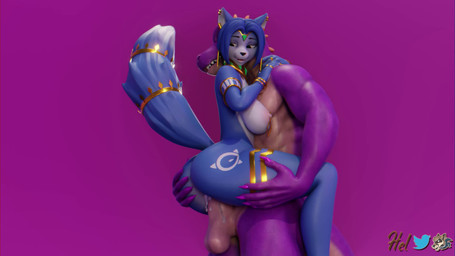 anthro balls blue_body blue_fur blue_hair bodily_fluids bottomwear breasts butt clothed clothing duo erection female female_penetrated fur genital_fluids genitals hair hand_on_butt humanoid_genitalia humanoid_penis jewelry male male/female male_penetrating male_penetrating_female nipples nude penetration penile penile_penetration penis sex stand_and_carry_position standing standing_sex tail topwear vaginal white_body white_fur hel krystal_appreciation_month nintendo star_fox krystal_(star_fox) canid canine forgetail fox lizard mammal reptile scalie sharpclaw_(star_fox) 16:9 3d_(artwork) 3d_animation animated digital_media_(artwork) hi_res short_playtime sound video widescreen
