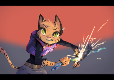 angry anthro arnis black_bars bottomwear clenched_teeth clothing collar constricted_pupils denim denim_bottomwear denim_clothing ear_piercing ear_ring facial_markings female fur green_eyes head_markings head_tuft holding_object holding_weapon jeans jersey long_sleeve_shirt long_tail markings pants piercing pointy_ears pupils ring_piercing shirt simple_background slit_pupils small_pupils solo sparks spots spotted_body spotted_fur striped_markings stripes tail teeth text text_on_clothing topwear tuft weapon yellow_body yellow_fur ruffu pepper_in_the_sandbox pepper_(ruffu) felid feline mammal serval digital_media_(artwork) digital_painting_(artwork) hi_res letterbox painting_(artwork)