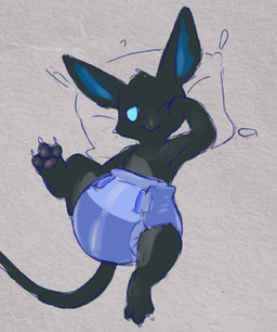 3_toes anthro barefoot beak beak_closed big_diaper big_ears biped bird's-eye_view black_beak black_body black_fur black_pawpads black_tail blue_eyes blue_inner_ear claws clean_diaper clothed clothed_anthro clothed_male clothing diaper diaper_only empty_eyes feet fur head_on_pillow high-angle_view hindpaw lying male male_anthro mouth_closed on_back on_pillow one_eye_closed one_leg_up pawpads paws pillow purple_diaper raised_leg rubbing_eye semi-anthro solo tail toe_claws toes topless topless_anthro topless_male waking_up wearing_diaper young young_anthro young_male tropojet deadlock_(game) mythology valve rem_(deadlock) avian bird chimera dream_creature gryphon mythological_avian mythological_creature 2026 hi_res
