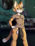 anthro balls big_balls big_penis bottomless clothed clothing fur genitals huge_penis male orange_body orange_fur penis solo e-zoid gozer_(aronhilistix) felid feline mammal absurd_res hi_res