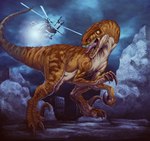 aircraft ambiguous_gender feet feral fingers helicopter open_mouth solo standing teeth toes tongue vehicle chaos-draco ah-64_apache dinosaur prehistoric_species reptile scalie 2007 digital_media_(artwork)