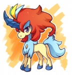 ambiguous_gender daww feral hair horn looking_at_viewer orange_hair purple_eyes quadruped solo tail huiro nintendo pokemon generation_5_pokemon keldeo keldeo_(resolute_form) legendary_pokemon pokemon_(species)