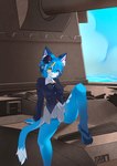 anthro blue_body blue_eyes female fv4005 solo yellow_eyes lalamedli icecat77_(character) domestic_cat felid feline felis mammal absurd_res hi_res