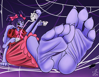 4_toes anthro beverage black_hair black_sclera claws container cup feet feet_up female foot_fetish foot_focus hair liquid multi_arm multi_eye multi_limb pigtails pouring_tea purple_body purple_skin sitting solo spider_web tea tea_cup teapot toe_claws toes wrinkled_feet wrinkles marcosos undertale undertale_(series) muffet arachnid arthropod spider absurd_res hi_res