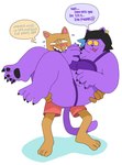 4_toes anthro bra breasts bridal_carry carrying_another cleavage clothed clothing dialogue duo ear_piercing ear_ring feet female male male/female obese obese_female overweight overweight_anthro overweight_female panties piercing ring_piercing text toes underwear peeppepi undertale_(series) burgerpants catty_(undertale) domestic_cat felid feline felis mammal 2024 absurd_res english_text hi_res