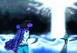 anthro blue_light blue_lighting blurred_background clothed clothing dark_hair duo female green_clothing hoodie light_source light_tree looking_at_another male open_clothing open_topwear parody plant purple_body purple_skin sand shadow shirt sky star starry_sky topwear tree unknown_artist attack_on_titan deltarune kris_where_are_we mythology undertale_(series) kris_(deltarune) susie_(deltarune) dragon human mammal mythological_creature mythological_scalie reptile scalie absurd_res crossover hi_res meme