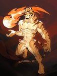 abs anthro balls barazoku biceps big_balls big_penis fire fur genitals glans humanoid_genitalia humanoid_penis magic_user male muscular muscular_anthro muscular_male nude_anthro nude_male orange_body orange_fur pecs penis solo spamz1lla vein veiny_penis walking_towards_viewer spamzilla felid mammal pantherine tiger 2023 hi_res