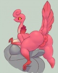 anus big_anus breasts butt exercise_bike female genitals mature_female non-mammal_breasts pink_anus pink_body pink_pussy pink_skin plump_labia puffy_anus pussy red_eyes solo thick_thighs yellow_sclera ponchuzn gooze_(sunibee) alien avian lilibee