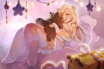 anthro blonde_hair clothed clothing duo feet female feral fingers hair smile toes ulitochka lagomorph leporid mammal rabbit 2020 digital_media_(artwork)