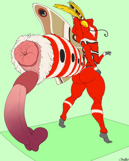4_arms anatomically_correct anatomically_correct_genitalia anatomically_correct_penis antennae_(anatomy) anthro anus arthropod_abdomen arthropod_abdomen_anus arthropod_abdomen_genitalia arthropod_abdomen_penis big_anus big_butt big_penis black_markings butt compound_eyes feet fur fur_markings genitals grey_feet grey_hands huge_anus huge_penis hyper hyper_anus hyper_genitalia hyper_penis insect_wings invertebrate_proboscis lepidopteran_wings male markings multi_arm multi_limb multicolored_body neck_tuft penis presenting proboscis_(anatomy) pseudo_pupils rear_view red_body solo standing striped_abdomen stripes tiptoes tongue tongue_out tuft white_body wings yellow_antennae yellow_eyes deadrock005 vega_frith arthropod cecropia_moth insect lepidopteran moth saturniid hi_res