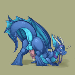 animal_genitalia animal_penis anus backsack balls blue_balls blue_body blue_eyes blue_perineum blue_scales bodily_fluids bridle brown_background butt claws collar digitigrade erection feet feral genital_fluids genitals heart_symbol hindpaw horn inviting long_ears looking_back lying male membrane_(anatomy) membranous_wings mount multicolored_body multicolored_scales non-mammal_balls nude paws penis perineum precum presenting presenting_anus presenting_balls presenting_hindquarters presenting_penis raised_tail reins scales simple_background solo tail thick_penis thick_tail toe_claws two_tone_body two_tone_scales wings conditional_dnp ebonychimera european_mythology mythology axys_(character) dragon mythological_creature mythological_scalie scalie western_dragon 1:1 2013 absurd_res digital_media_(artwork) hi_res