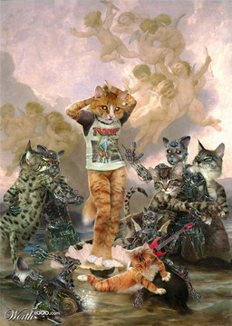 anthro bottomless clothed clothing cybernetics electric_guitar female group guitar machine musical_instrument plucked_string_instrument string_instrument tail what ccz third-party_edit ratt_(band) worth1000 cyborg felid mammal robot shopped