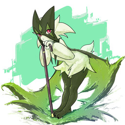 ambiguous_gender anthro cane eyelashes green_body leaning leaning_forward looking_at_viewer mask nails pink_eyes pseudo_clothing sharp_nails short_tail solo tail zbzone nintendo pokemon generation_9_pokemon meowscarada pokemon_(species) 1:1 2025 absurd_res digital_drawing_(artwork) digital_media_(artwork) hi_res