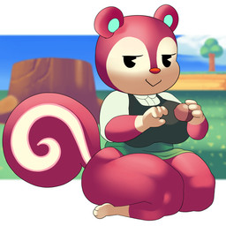 acorn anthro biped breasts clothed clothing female food fruit fur gesture kneeling looking_at_viewer nut_(fruit) outside plant pupils red_body red_fur seductive shortstack smile solo suggestive suggestive_gesture thick_thighs aerth animal_crossing nintendo poppy_(animal_crossing) eurasian_red_squirrel mammal rodent sciurid tree_squirrel 1:1 animated animated_gif hi_res short_playtime