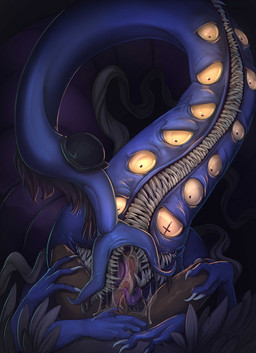 ambiguous_focus ambiguous_gender biped blue_body bodily_fluids claws clothing cross_pupils duo erection faceless_character faceless_male fellatio finger_claws first_person_view genital_danger_play genitals hat head_tentacle headgear headwear humanoid_genitalia humanoid_penis male male/ambiguous male_pov multi_arm multi_eye multi_limb not_furry oral penile penis penis_in_mouth saliva saliva_on_penis saliva_string sex sharp_teeth smile solo_focus teeth tentacle_mouth tentacles teratophilia unusual_anatomy vertical_mouth yellow_eyes creepy_gun look_outside jeanne_(look_outside) cursed_(look_outside) monster 2025 digital_media_(artwork) hi_res female_(lore)