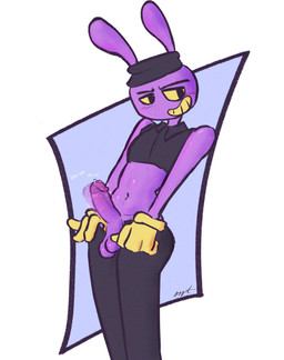 anthro balls blush blush_lines bodily_fluids clothed clothing erection foreskin genital_fluids genitals humanoid_genitalia humanoid_penis male open_zipper partially_clothed penis precum purple_body solo throbbing yellow_sclera gaygoat glitch_productions the_amazing_digital_circus jax_(tadc) lagomorph leporid mammal rabbit absurd_res hi_res