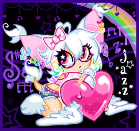 2000s_theme :< abstract_background accessory ahoge anthro big_ears blue_ear_ring border bottomwear bow_ribbon chain chibi clothing denim denim_bottomwear denim_clothing denim_shorts ear_piercing ear_ring ear_tuft eyewear feathered_wings feathers feet female female_symbol freckles fur gender_symbol glasses green_ear_ring hair hair_accessory hair_bow hair_ribbon hairless looking_aside male_symbol musical_note musical_symbol partially_hairless piercing pink_bow pink_clothing pink_eyes pink_heart pink_inner_ear pink_shirt pink_topwear purple_border purple_ear_ring rainbow ribbons ring_piercing shirt shorts sidelocks solo sparklefur star symbol tan_body tan_skin topwear tuft white_body white_ears white_feet white_fur white_hair white_hands white_wings wings chatoyancy jazz_(chatoyancy) canid canine canis chinese_crested_dog domestic_dog hairless_dog mammal toy_dog 2024 digital_drawing_(artwork) digital_media_(artwork) full-length_portrait portrait nonbinary_(lore)