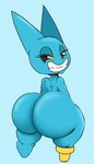 anthro bedroom_eyes big_butt black_eyes blue_body butt female huge_butt looking_at_viewer looking_back narrowed_eyes pegleg seductive smile solo thick_thighs wide_hips neom-daddy cartoon_network mao_mao:_heroes_of_pure_heart adorabat bat mammal