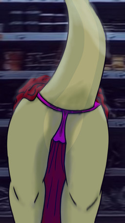 anthro blurred_background butt clothing female green_body green_scales mall raised_tail rear_view scales solo tail underwear piamonteso mawta_(piamonteso) collared_lizard lizard reptile scalie 9:16 absurd_res hi_res shaded