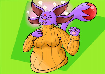 4_ears anthro breasts clothed clothing colored_nails daisy_(flower) ear_piercing ear_ring eyewear fangs female flower forehead_gem fur gem glasses multi_ear nails pawpads piercing plant purple_body purple_fur ring_piercing simple_background simple_drawing slightly_chubby smile smiling_at_viewer solo special sweater tail tail_gem teeth topwear elmeganoob mythology yu-gi-oh! beatriz_(elmeganoob) crystal_beast_ruby_carbuncle crystal_beast duel_monster mammal mythological_carbuncle mythological_creature