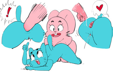 4_fingers anal anal_fisting anal_orgasm anal_penetration anthro anus blue_body blue_fur bodily_fluids butt duo ejaculation exclamation_point female female_orgasm female_penetrated fingers fisting fur genital_fluids genitals gesture hand_gesture hands-free heart_symbol husband_and_wife lying male male/female married_couple mature_anthro mature_female mature_male nude on_front orgasm penetration pink_body pink_fur simple_background tears thumbs_up vaginal_fluids vaginal_squirting vulva whiskers white_background dbaru cartoon_network the_amazing_world_of_gumball nicole_watterson richard_watterson domestic_cat felid feline felis lagomorph leporid mammal rabbit 2019 digital_media_(artwork) hi_res