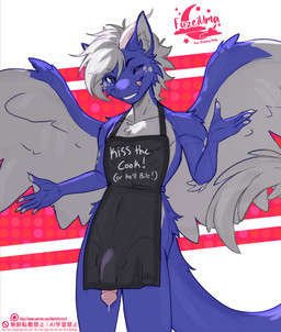 anthro biped bulge claws clothed clothed_anthro clothed_male clothing countershade_torso countershading fingers front_view fur genitals hair horn looking_at_viewer male penis smile solo standing tail teeth tongue wings fleet-foot mythology dragon mythological_creature mythological_scalie scalie 2026 digital_drawing_(artwork) digital_media_(artwork) hi_res