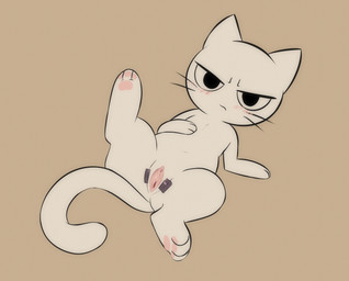 3_toes anthro aroused blush clitoris feet female feral frown furrowed_eyebrows genitals humanoid_genitalia humanoid_vulva innie_vulva lying navel on_back pawpads presenting presenting_vulva raised_leg solo spread_vulva spreading tape toes urethra vulva vulva_spreading_tape whiskers e254e shikaruneko_(series) shikaruneko domestic_cat felid feline felis mammal absurd_res hi_res