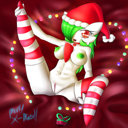 areola bed_sheet bedding breasts butt christmas_clothing christmas_headwear clitoris clothing collar condom female genitals green_areola green_hair green_nipples hair hat headgear headwear holidays jewelry lights long_hair necklace nipples non-mammal_nipples not_furry nude presenting presenting_vulva santa_hat sexual_barrier_device smile solo vulva fir3born christmas nintendo pokemon seras_(fir3born) gardevoir generation_3_pokemon pokemon_(species) 1:1 absurd_res hi_res
