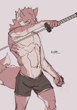 5_fingers anthro biped black_bottomwear black_clothing black_shorts bottomwear clothed clothed_anthro clothed_male clothing countershade_arms countershade_face countershade_legs countershade_tail countershade_torso countershading fingers fist holding_katana holding_melee_weapon holding_object holding_sword holding_weapon katana looking_at_viewer male melee_weapon multicolored_body obscured_mouth pose red_body red_countershading shorts shorts_only simple_background solo sword tail tan_background text topless topless_anthro topless_male two_tone_body weapon white_sclera yellow_eyes kuromonsart canid canine fox mammal 2022 artist_name dated digital_drawing_(artwork) digital_media_(artwork) english_text flat_colors hi_res portrait sketch three-quarter_portrait