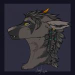 anthro bite_mark dreadlocks ear_piercing eyebrows fur grey_body grey_fur grey_hair hair horn piercing sharp_teeth side_view simple_background solo teeth yellow_eyes samanta_(artist) tales_of_the_rubro_suns ayra mammal unknown_species 1:1 2017 headshot_portrait hi_res icon portrait