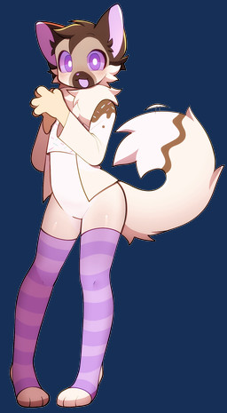 anthro clothing femboy fluffy fluffy_tail glistening glistening_body happy legwear male solo tail thigh_highs bobbipup felid mammal absurd_res alpha_channel hi_res