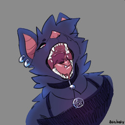 alternative_fashion anthro bell bell_collar bodily_fluids collar dark_body dark_fur ear_piercing fangs female fur goth grey_background mouth_shot multiple_piercings occult_symbol open_mouth pentacle pentagram_necklace piercing red_eyes ring_piercing saliva saliva_on_tongue saliva_string simple_background symbol teeth tongue tongue_piercing goatchamp bat mammal 1:1 colored