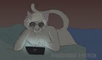 anthro claws eyewear fangs fur male solo sunglasses teeth white_body white_fur conditional_dnp wolftacos homestuck ms_paint_adventures dave_strider felid feline mammal absurd_res digital_media_(artwork) hi_res