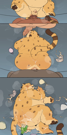 4_fingers after_sex anal anal_penetration anthro anthro_on_anthro anthro_penetrated anthro_penetrating anthro_penetrating_anthro anus areola balls belly big_belly big_butt big_moobs big_penis blush bodily_fluids bottle bottle_in_ass bottle_insertion brown_body brown_fur butt chest_tuft condom container cum cum_in_ass cum_inside cum_on cum_on_butt erection feet fellatio filled_condom fingers foreskin fur genital_fluids genitals glistening group group_sex huge_butt humanoid_genitalia humanoid_penis long_foreskin lying male male/male male_penetrated male_penetrating male_penetrating_male markings moobs nipples nude obese obese_anthro obese_male on_back oral overweight overweight_anthro overweight_male partially_retracted_foreskin penetration penile penile_penetration penis penis_in_ass sex sexual_barrier_device simple_background small_penis spitroast spots spotted_body table_lotus_position tail thick_thighs threesome trio tuft unretracted_foreskin vein veiny_penis whiskers wide_hips quanjiang disney zootopia benjamin_clawhauser ambiguous_species cheetah felid feline felis mammal pantherine 2025 absurd_res colored comic digital_drawing_(artwork) digital_media_(artwork) flat_colors hi_res shaded