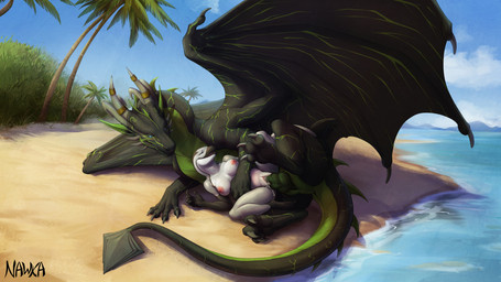 3_toes 4_fingers anthro anthro_on_feral anthro_penetrated areola beach bestiality bodily_fluids breasts claws cum cum_in_vagina cum_inside day detailed_background duo ejaculation feet female female_on_feral female_penetrated feral feral_penetrating feral_penetrating_anthro fingers genital_fluids genitals green_penis horn interspecies knot larger_male male male/female male_on_anthro male_penetrating male_penetrating_female membrane_(anatomy) membranous_wings nipples outside paws penetration penile penile_penetration penis penis_in_vagina pink_nipples pink_vulva sand scales seaside sex shoreline size_difference sky smaller_female smaller_penetrated spines tail toes vaginal vaginal_penetration vulva water wings nawka european_mythology mythology river_(adleisio) seth'cor aquatic cetacean dolphin dragon mammal mythological_creature mythological_scalie oceanic_dolphin scalie toothed_whale western_dragon 16:9 2020 digital_media_(artwork) widescreen