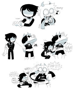 ambiguous_gender ambiguous_human anthro armor belly_pinch clothing dialogue duo embarrassed fluffy_belly hitting hitting_another horn male male/ambiguous male_anthro navel robe slightly_chubby speech_bubble text undressing honkadoi deltarune undertale_(series) kris_dreemurr ralsei bovid caprine goat human mammal 2025 comic digital_media_(artwork) english_text hi_res nonbinary_(lore)