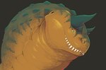 anthro bumpy_skin herm horn intersex sharp_teeth slightly_chubby solo teeth thick_neck bellyblog_(artist) prehistoric_predation tarnish_(prehistoric_predation) abelisaurid carnotaurus dinosaur prehistoric_species reptile scalie theropod digital_media_(artwork)