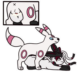 animal_genitalia animal_penis annoyed anus balls black_hair black_nose blue_eyes bodily_fluids bow_ribbon butt butt_focus cum cum_drip cum_in_vagina cum_inside cum_on_penis dominant dominant_feral dominant_male dripping duo female female_penetrated feral feral_on_feral feral_penetrated feral_penetrating feral_penetrating_feral from_behind_position fur genital_fluids genitals hair knot knotted_penis knotting male male/female male_penetrating male_penetrating_female penetration penis pink_ring quadruped ribbons sex simple_background smug_face smug_grin submissive submissive_female submissive_feral sweat sweatdrop vaginal vaginal_penetration vulva white_background white_balls white_body white_fur crystalpokeball nintendo pokemon dia_(soulclick) vrice eeveelution generation_2_pokemon generation_6_pokemon pokemon_(species) sylveon umbreon vampire