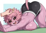 2_horns ambiguous_gender areola ass_up big_breasts big_butt black_sclera bodily_fluids bottomwear breasts butt clothed clothing disembodied_hand duo eyebrow_through_hair eyebrows eyelashes female hair headpat horn hotpants huge_breasts nipples not_furry open_mouth open_smile pink_areola pink_body pink_hair pink_nipples pink_skin short_hair shorts smile sweat sweaty_breasts sweaty_legs sweaty_thighs teeth tight_bottomwear tight_clothing tight_shorts tongue topless translucent translucent_hair yellow_eyes melonpuff my_hero_academia ashido_mina horned_humanoid humanoid quirked_human_(my_hero_academia) 2025 hi_res