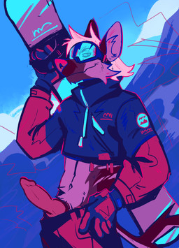 animal_genitalia animal_penis anthro athletic athletic_anthro athletic_male bedroom_eyes bottomwear bottomwear_down canine_genitalia canine_penis clothed clothing confident erection eyewear genitals gloves goggles handwear knot knotted_penis looking_at_viewer male male_anthro narrowed_eyes outside pants pants_down partially_clothed penis presenting seductive ski_goggles smile snowboard snowboarding solo sportswear heromule canid canine canis dingo mammal 2025 hi_res